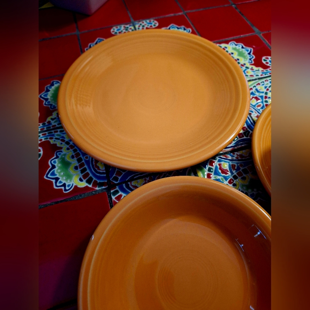 Fiestaware Melon Butterscotch Salad Plate Sauce Bowl Cup & Saucer 4 Pcs Excel - Picture 8 of 9